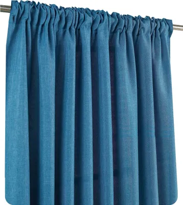 Produktbild von Vorhang Kräuselband 140x245 cm blau blickdicht Struktur Leinenoptik uni Gardine