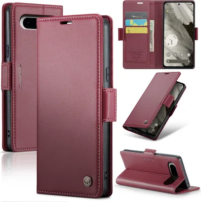 Produktbild von Google Pixel 8 Hülle, Leder Brieftasche Kartenfach Schutzhülle mit Standfunktion für Google Pixel 8 Rot