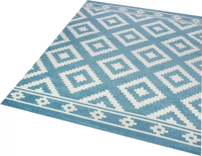 Obrázok produktu pre Koberec do obývačky moderný koberec marocký dizajn modrá biela veľkosť - 200 x 290 cm