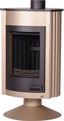 A freestanding fireplace stove on a pedestal.