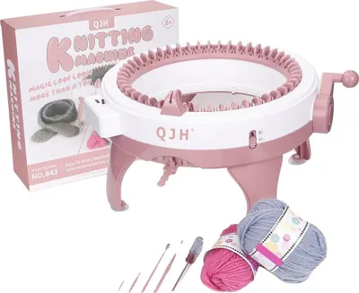 Produktbild von Strickmaschine, 48 Nadeln, einfach zu bedienen, inklusive Zubehör, Rosa