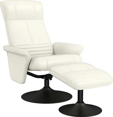 Produktbild von Relaxsessel, Fernsehsessel mit Hocker, drehbar, ergonomisch, Mikrofasertuchoptik, bis 150 kg, Cremeweiß