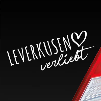 Produktbild von Auto Aufkleber Leverkusen verliebt Herz Stadt Heimat Liebe Car 19x7 cm Weiss Glanz Sticker Heckscheibenaufkleber