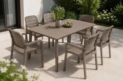Produktbild von Garten-Essgruppe LIMA/TISARA 6+1 – Cappuccino