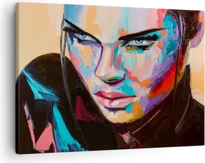 Produktbild von Bild auf Leinwand - Leinwandbild - Frau Emotionen Gesicht Mehrfarbig - 70x50cm - Wand Bild - Wanddeko - Leinwanddruck - Bilder - Kunstdruck - Leinwand bilder - Wandkunst - AA70x50-2930