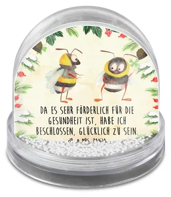 Produktbild von Mr. & Mrs. Panda Schneekugel Weihnachten Hummeln Kleeblatt - Naturpapier - Geschenk, Spruch Positiv, schnee kugel, Biene, dekoartikel, glücklich Werden, sein, wasserkugel