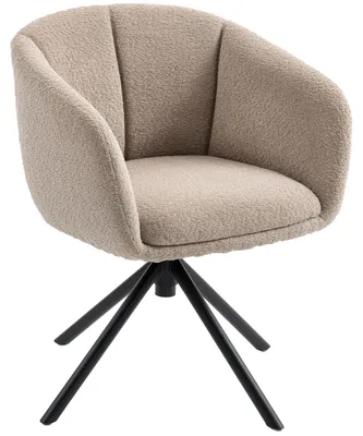 Produktbild von HOMCOM Sessel Loungesessel mit Armlehne 360° Drehfunktion Leinenoptik Hellbraun