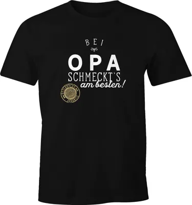 Produktbild von Herren T-Shirt Bei Papa Opa schmeckt`s am besten grillen kochen BBQ Fun-Shirt Moonworks® Opa schwarz S