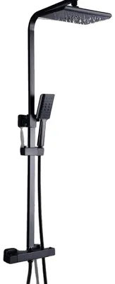 Obrázek produktu pro Sprchový systém, nastavitelná výška 900–1100 mm, dešťová hlavice 180 x 270 mm, ruční sprcha 80 x 250 mm, termostatický ventil 23 mm, délka hadice 150 cm