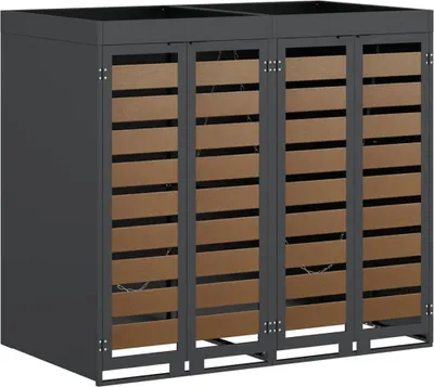 Produktbild von vidaXL Wagenmüllbehälter für 2 Behälter Anthrazit Stahl