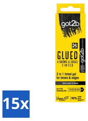 Zdjęcie produktu dla 15 sztuk produktu Got2B 2-w-1 do stylizacji brwi i linii włosów, czarny, pojemność 16 ml - zestaw ekonomiczny
