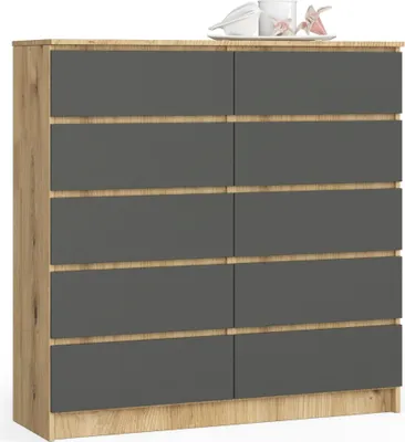 Image de Akord Dressoir 10 Tiroirs Chêne Artisan Et Graphite 120X40X121