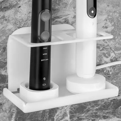 Image de Support mural pour brosses à dents électriques, avec 2 chargeurs, en acrylique, adhésif, 14,8 cm