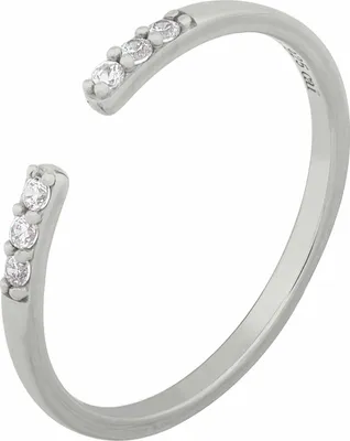 Produktbild von cai Ring 925/- Sterling Silber rhodiniert offen Zirkonia Stacking