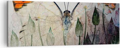 Produktbild von Bild auf Leinwand - Leinwandbild - Schmetterling Abstraktion - 140x50cm - Wand Bild - Wanddeko - Leinwanddruck - Bilder - Kunstdruck - Wanddekoration - Leinwand bilder - Wandkunst - AB140x50-4081