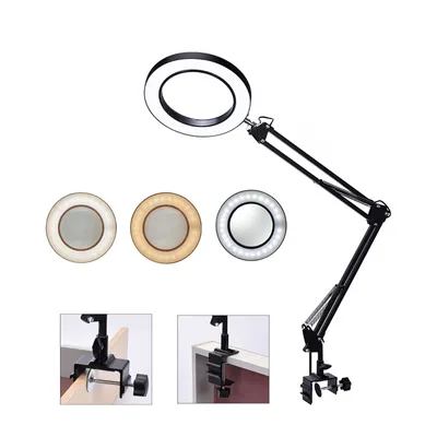 Obrázok produktu pre DANIU Flexibilná stolová veľká 33cm + 33cm 5X USB LED lupa 3 farby Osvetlená lupa Lupa na čítanie / prepájanie / spájkovanie s dlhým držiakom