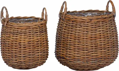 Image de vidaXL Panier à fleurs avec rangement 2 pièces Marron Lacak Rotin