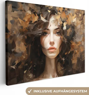 Produktbild von MuchoWow® - Leinwandbilder - Frau - Porträt - Abstrakt - Kunst, Wandbild, Wanddeko Bilder Wohnzimmer, 40x30 cm