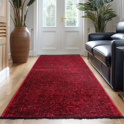 Produktbild von Carpetsale24, Baumwolle Teppich Chenille Waschbar, Boho-Stil, Rutschfest & Weich, für Wohnzimmer, Schlafzimmer, Grösse: 80x250 cm