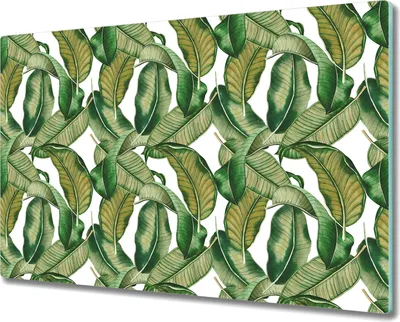 Produktbild von Glas Schneidebrett Herdabdeckplatten Schneideplatten - 80x52 cm - Blätter Tropisch