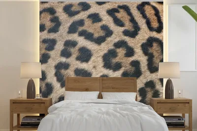 Produktbild von MuchoWow® Fototapete für Wohnzimmer oder Schlafzimmer Wandtapete Vinyl Motivtapete Leopardenmuster - 220x220 cm - Tapeten