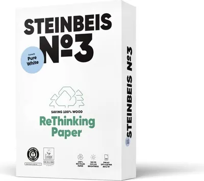 Obrázok produktu pre Steinbeis K1606666080B No. 3 - Pure White - Recyklovaný papier, A3, 80 g, biely, 500 listov