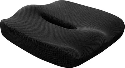 Immagine prodotto di Cuscino ergonomico per seduta Unyqoos® in memory foam – cuscino ortopedico di supporto, 45x40x6 cm, nero, traspirante, con rivestimento removibile, portatile