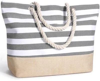 Immagine prodotto di Grande borsa da viaggio e da spiaggia impermeabile da donna, zaino grigio chiaro con cerniera