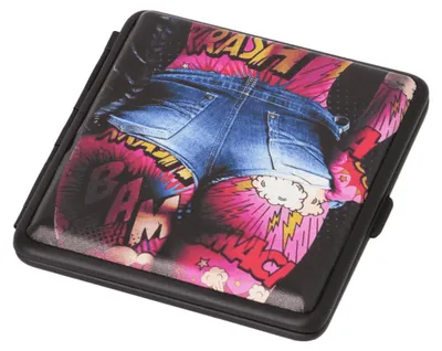 Produktbild von Zigarettenetui mit y Girl Print – Jeans & Tattoos, mit Gummihalterung für 20 Stück