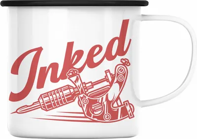 Produktbild von Trendation - Inked Tattoos Emaille Tasse Geschenk Tattoowiererin Tattoowierer Geschenkidee Spruch Männer Frauen (Schwarz)