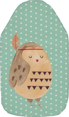 Produktbild von Mr. & Mrs. Panda Wärmflasche Eule Federschmuck - Türkis Pastell - Geschenk, naturkautschuk, Dekoration, Waldtiere, Wärmekissen, Owl, Flauschige, mit Bezug, Entspannt