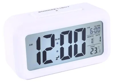 Digitalwecker mit Lichtsensor, Zeit, Datum, Temperatur, Weiß