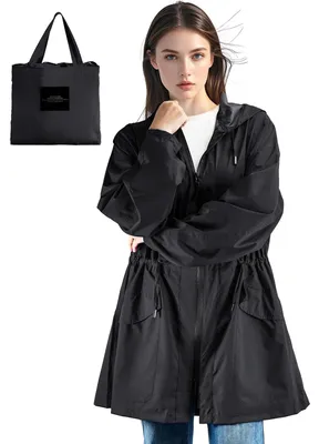 Immagine prodotto di Giacca impermeabile antipioggia da donna - Giacca antivento unisex leggera con cappuccio