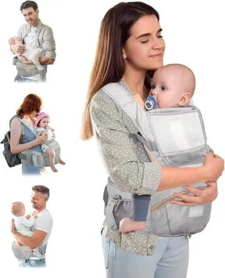 Produktbild von Famanu Ergonomische Babydtrager 6 in 1 Moley - Faltbar, weiches Premium Baumwolle, Grau