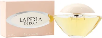 A perfume bottle and its packaging are displayed against a white background.