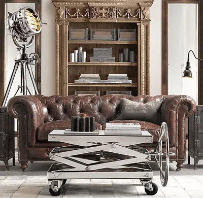 Zdjęcie produktu dla Sofa Chesterfield, design, tapicerka skórzana, kanapa, zestaw wypoczynkowy, 3-osobowa, 605w