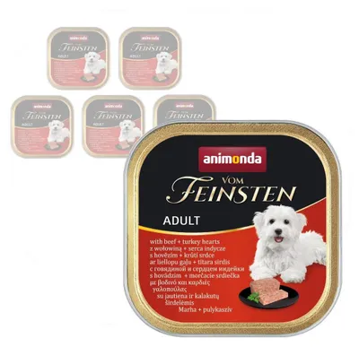 Produktbild von Animonda Vom Feinsten Nassfutter für Hunde 6x150g mit Rind- und Putenherzen