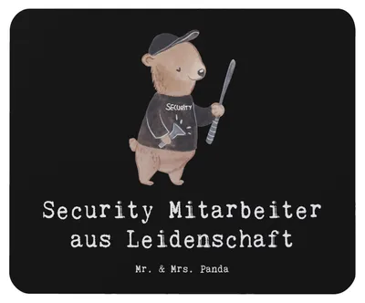 Produktbild von Mr. & Mrs. Panda Mauspad Security Mitarbeiter Leidenschaft - Schwarz - Geschenk, Mouse Pad, mausteppich, computermatte, Mousepad, laptop