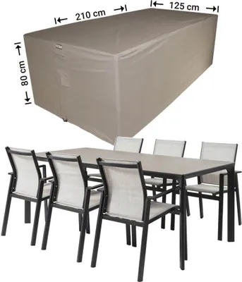 Produktbild von Raffles Covers Abdeckhaube für rechteckige Möbelset 210 x 125 H: 80 cm | Atmungsaktiv | Wasserdicht | UV-beständig | Elastischer Kordelzug