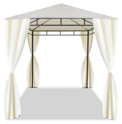 Image de Gazebo extérieur 3x2 M en fer forgé élégant gazebo de jardin complet avec rideaux latéraux couleur écru