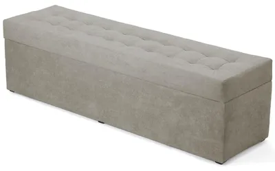 Produktbild von MG Design Polsterhocker Grau 45x160 cm - Stauraum 190L, bis 300 kg, stabil & pflegeleicht, für Wohnzimmer, Schlafzimmer & Flur