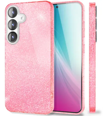 Produktbild von NALIA Glitzerhülle für Samsung Galaxy S25 – Funkelnder Glitzer-Look & Grip – SHINEPOP (Silikon Case) – Marke aus Berlin – Zuckerwattenpink