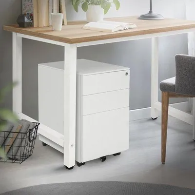 Produktbild von Famanu Rollcontainer mit 3 Schubladen - Weiß, 39x50x56 cm