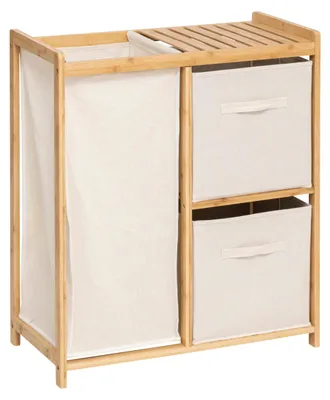 Zdjęcie produktu dla Regał bambusowy z koszem na pranie TIDY BOX i pojemnikami, 66 x 33,3 x 78,5 cm