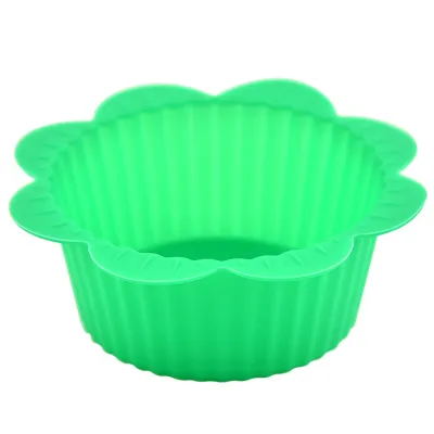 Produktbild von 10pcs Muffin Tassen Lebensmittelqualität kreativer Form nicht fester flexibler ölfester dekorativer Silikon-Getthautbackback Cupcake Liner Küchenversorgungen-Grün