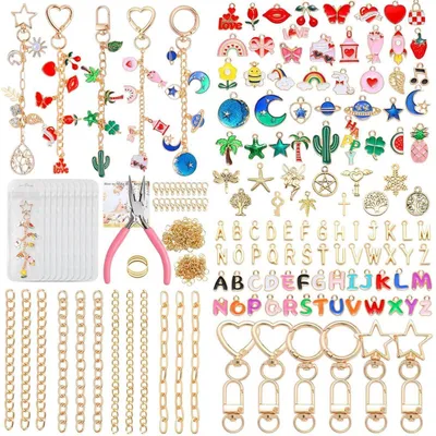 Immagine prodotto di Kit per creare lucidalabbra personalizzati, con 352 pezzi, inclusi ciondoli, anellini, ganci, pinze e sacchetti regalo