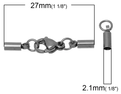 Produktbild von 1 Set Edelstahl Endkappen f. 2mm, m. Karabiner