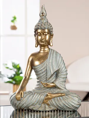 Obrázok produktu pre Gilde figúrka, Budha, osvietenie, syntetická živica, sivá, zlatá farba,Polyuretán2, d. 12 cm, š. 23 cm, v. 33 cm výška: 33,00 cm šírka: 23,00 cm hĺbka: 11,50 cm 57802