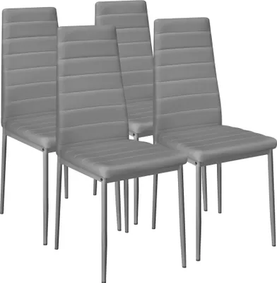 Image de Lot de chaises avec surpiqûre - gris, Lot de 4