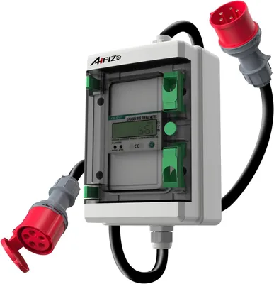 Mobiler digitaler Stromzähler 16A 400V CEE 5-polig, IP55, 2m Kabel